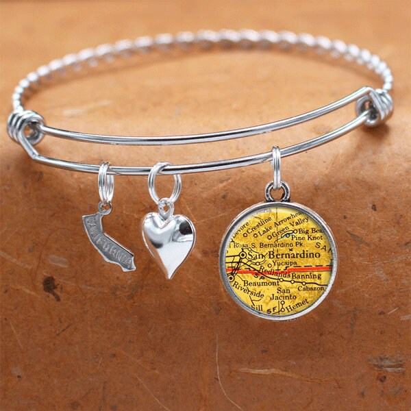 California Karte Armband/San Bernardino Ca Bettelarmband Vintage Schmuck Brautjungfer Geburtstag Graduierung Geschenke Für Sie von BelugaHomeStudio