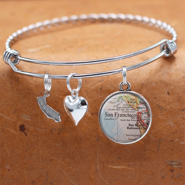 California Karte Armband/San Francisco Ca Bettelarmband Vintage Schmuck Brautjungfer Geburtstag Graduierung Geschenke Für Sie von BelugaHomeStudio