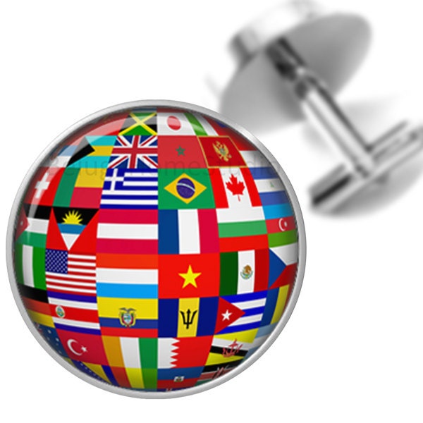 Going Global Manschettenknöpfe Flaggen Der Welt-Handgefertigte Trauzeugen Hochzeit Partei Väter Väter-Männer von BelugaHomeStudio