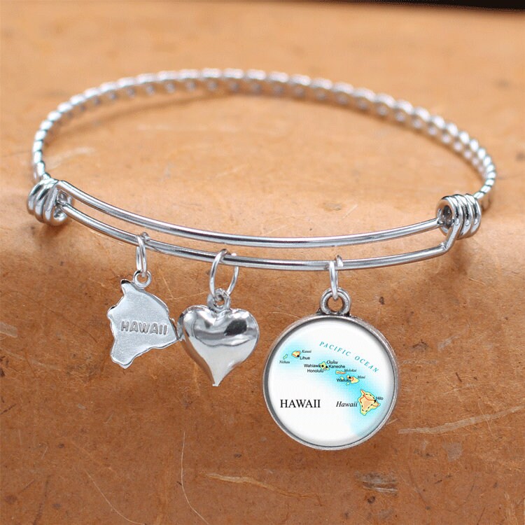 Hawaii Inseln Karte Armband/Schmuck Map Bettelarmband Hi Brautjungfern Geburtstage Abschluss Mama Hawaiin Geschenke von BelugaHomeStudio