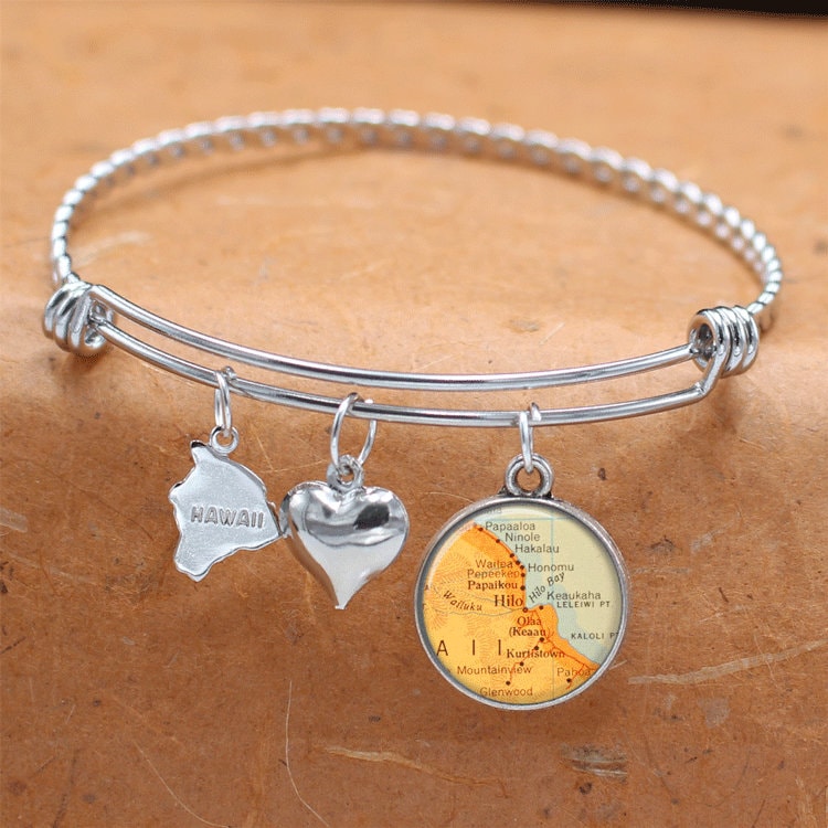 Hilo Karte Armband/Hawaii Vintage Schmuck Bettelarmband Hawaiin Große Insel Hi Brautjungfern Geburtstage Graduierung von BelugaHomeStudio