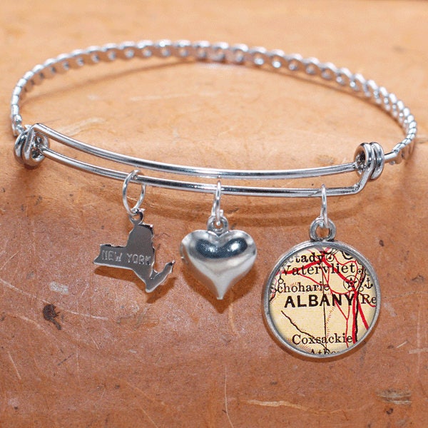 Karte Armband Albanien Bundesstaat Ny Armreif Landkarte Schmuck Edelstahl von BelugaHomeStudio