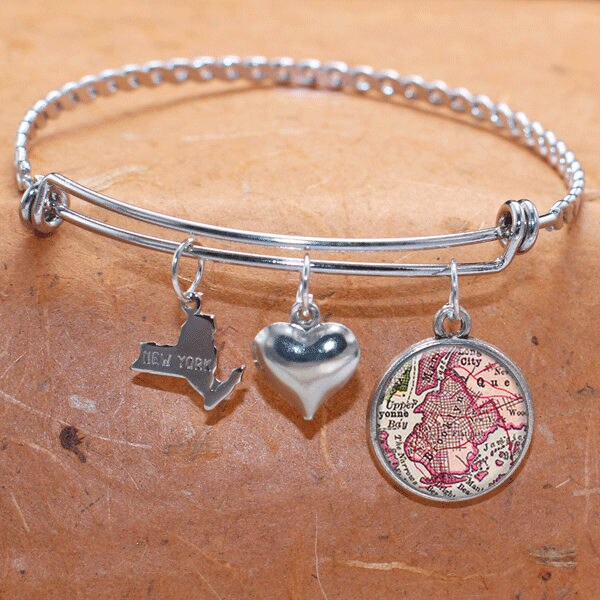 Karte Der Brooklyn Borough Bundesstaat Ny Armreif Armband Landkarte Schmuck Edelstahl von BelugaHomeStudio