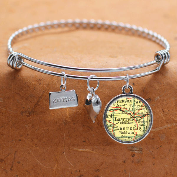 Lawrence Ks Karte Charm Armband Bundesstaat Kansas Bangle Armreif Landkarte Schmuck Edelstahl Geschenke Für Sie von BelugaHomeStudio