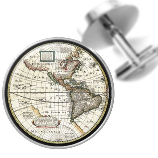 Manschettenknöpfe Antik Welt Karte 2 Trauzeugen Hochzeit Party Väter Männer von BelugaHomeStudio