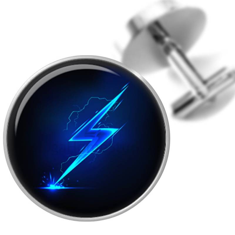 Manschettenknöpfe Blue Lightning Bolt Handgefertigte Für Väter Männer von BelugaHomeStudio