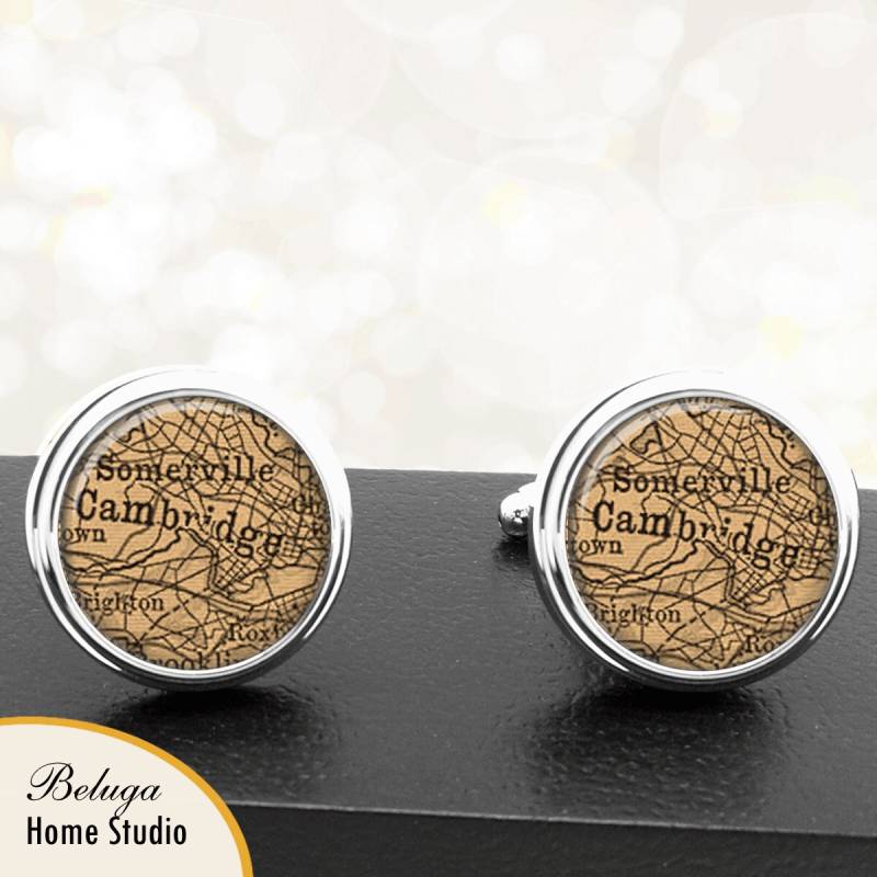 Manschettenknöpfe Cambridge Ma Stadtpläne Handgefertigte Massachusetts Trauzeugen Hochzeit Party Väter Männer von BelugaHomeStudio