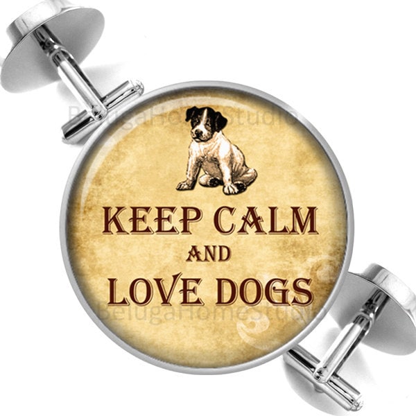 Manschettenknöpfe Hunde Ruhe Bewahren Und Liebe Trauzeugen Hochzeit Party Väter Männer von BelugaHomeStudio