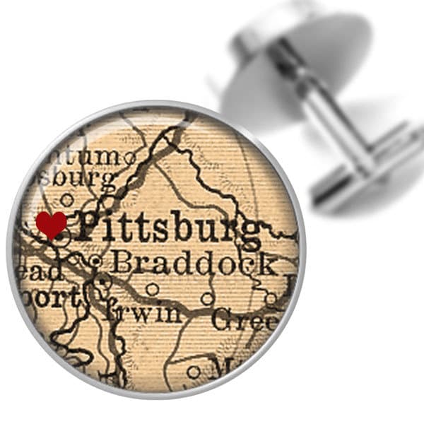 Manschettenknöpfe Pittsburgh Pa Custom Maps Mit Herz Trauzeugen Hochzeit Party Väter Männer von BelugaHomeStudio