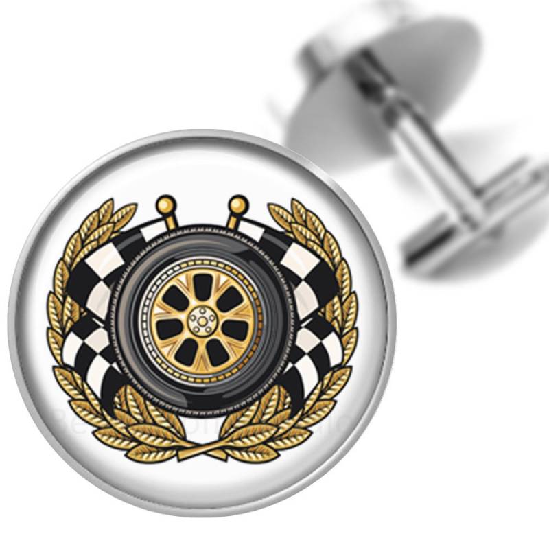 Manschettenknöpfe Reifen in Lorbeerkranz Handgefertigte Für Männer Väter Tag Racecar Treiber-Auto-Enthusiasten von BelugaHomeStudio