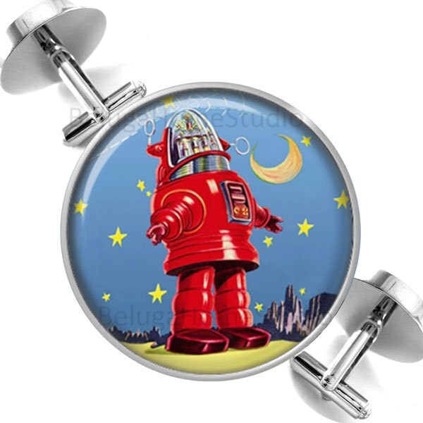 Manschettenknöpfe Roboter Moonwalk Vintage Spielzeug Werbung Für Trauzeugen Hochzeit Partei Väter Väter-Männer von BelugaHomeStudio