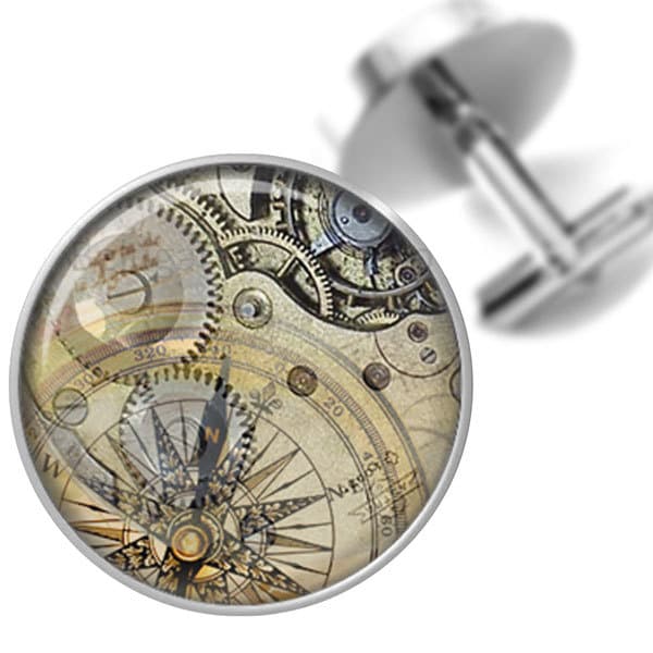Manschettenknöpfe Steampunk Kompass Und Zahnräder Für Trauzeugen Hochzeit Party Väter Männer von BelugaHomeStudio