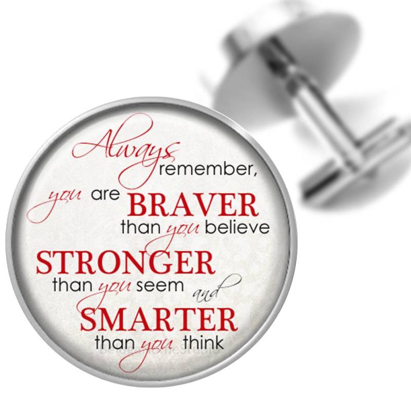 Manschettenknöpfe Typografie Brave Mutiger Stärker Intelligenter Inpsirational Handgefertigte Für Groomsmen Väter Männer von BelugaHomeStudio