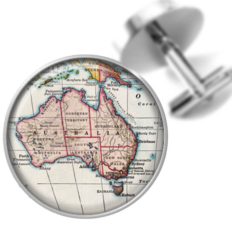 Manschettenknöpfe Vintage Australien Landkarten Kontinente Handgefertigte Trauzeugen Hochzeit Party Väter Männer von BelugaHomeStudio