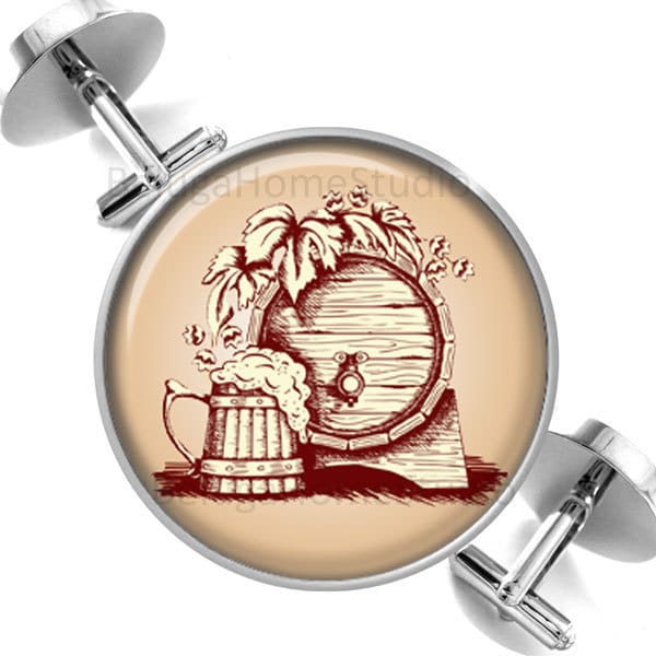 Manschettenknöpfe Vintage Bierfaß Und Becher Bier Abbildung Trauzeugen Hochzeit Party Väter Männer von BelugaHomeStudio