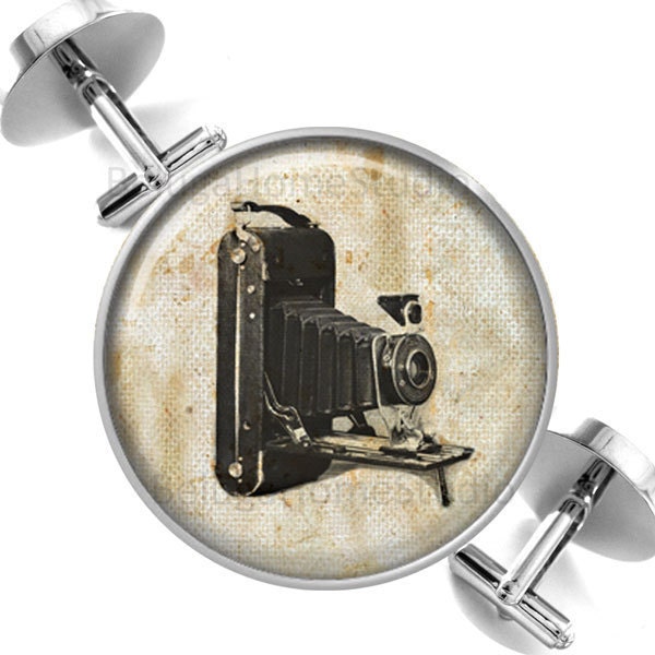 Manschettenknöpfe Vintage Kamera Auf Sepia Grunge Hintergrund Trauzeugen Hochzeit Partei Väter Väter-Männer von BelugaHomeStudio