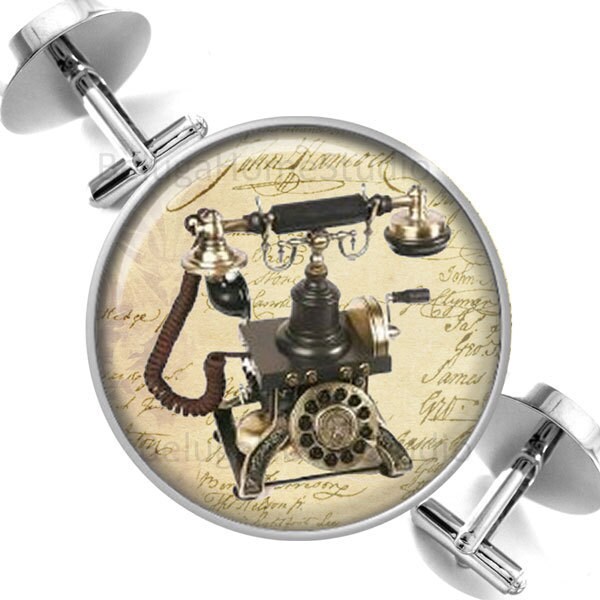 Manschettenknöpfe Vintage Telefon Sepia Erklärung Der Unabhängigkeit Hintergrund Trauzeugen Hochzeit Party Väter Männer von BelugaHomeStudio