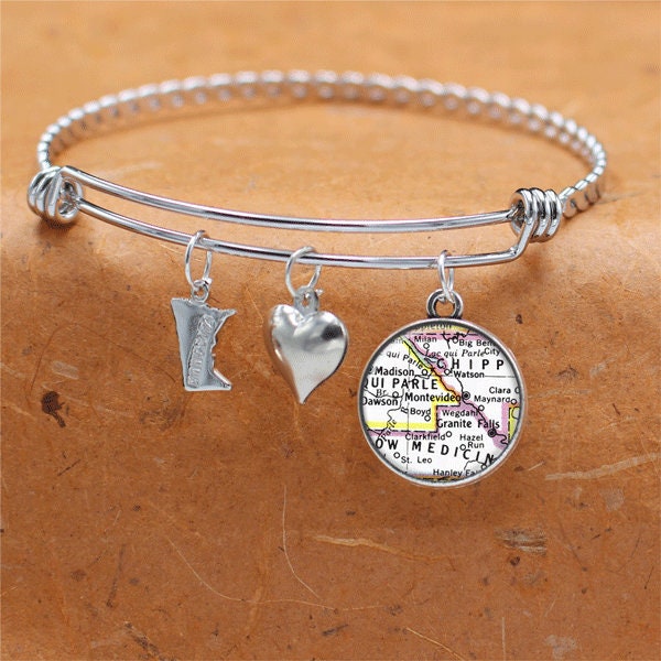 Minnesota Karte Armband/Montevideo Mn Bettelarmband Schmuck Brautjungfer Mütter Tag Geburtstag Graduierung Hochzeitsgeschenke von BelugaHomeStudio