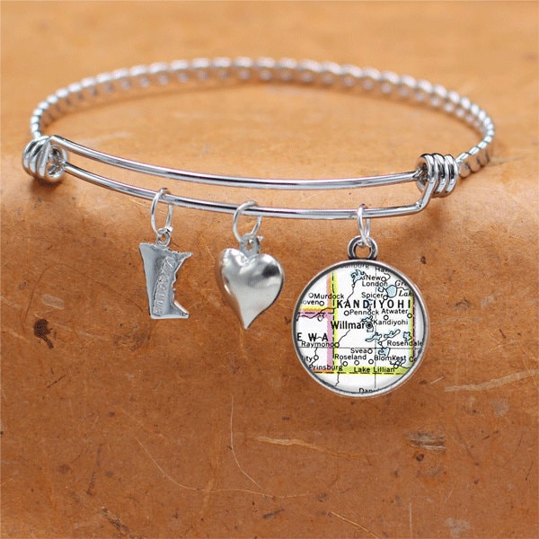 Minnesota Karte Armband/Willmar Mn Bettelarmband Schmuck Brautjungfer Mütter Tag Geburtstag Graduierung Hochzeitsgeschenke von BelugaHomeStudio