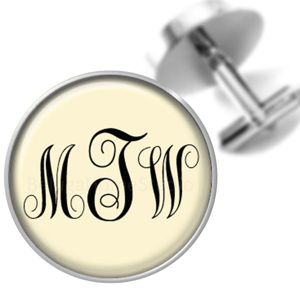 Monogramm Manschettenknöpfe Elfenbein Schwarz Hochzeit Individuelle Für Party Bräutigam Groomsmen Väter Männer Hochzeitstag von BelugaHomeStudio
