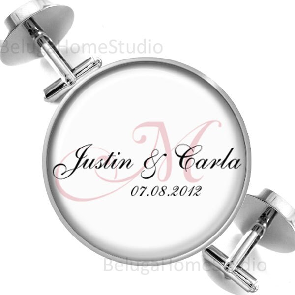 Personalisierte Hochzeit Monogramm Manschettenknöpfe Cuff Links Bräutigam Jahrestag Sweethearts von BelugaHomeStudio