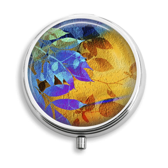 Pill Box Pille Fall Sommer Garten Blätter Laub Halter Behälter Trinket Pillbox Vitamin Medizin Minze Zinn von BelugaHomeStudio
