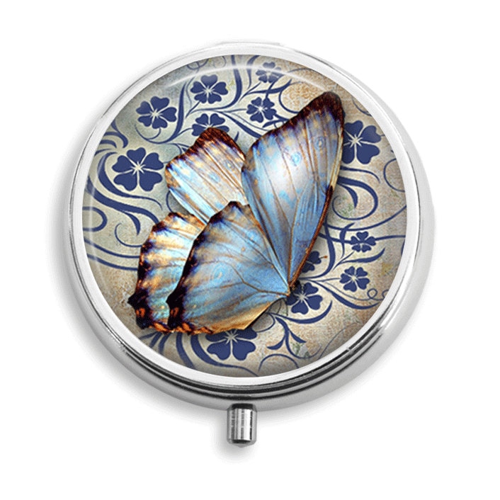 Pille Box Fall Hübsche Schmetterling Halter Behälter Trinket Vitamin Medizin von BelugaHomeStudio