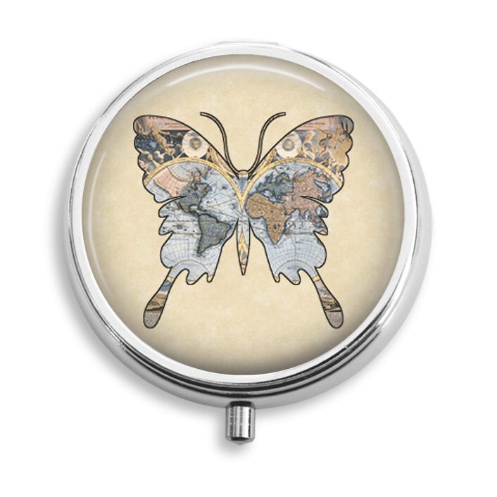 Pille Box Fall Hübsche Schmetterling Karten Behälter Trinket Vitamin Halter Medizin von BelugaHomeStudio
