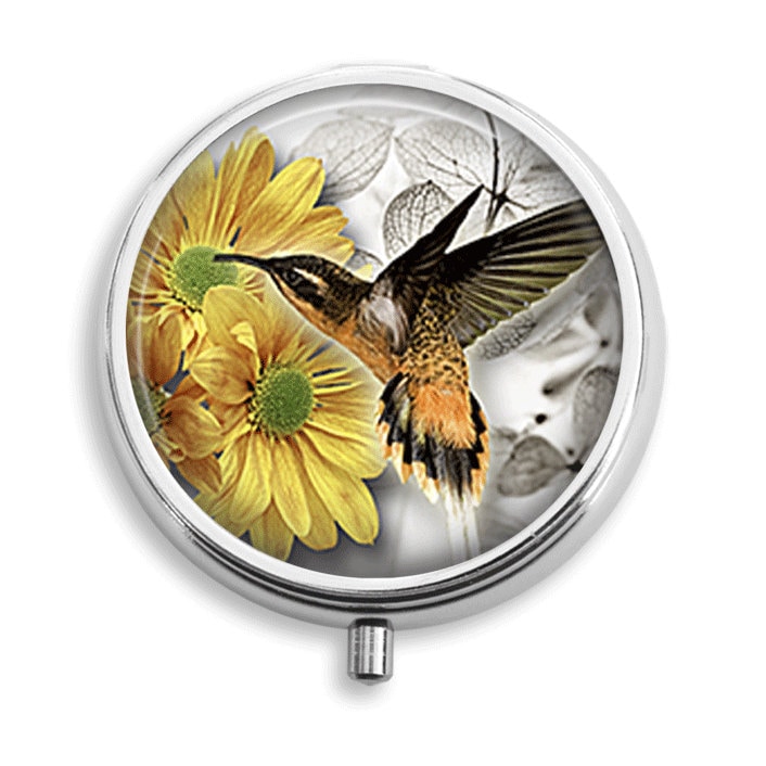 Pille Box Fall Kolibri Und Orchidee Blumen Halter Behälter Trinket Vitamin Medizin von BelugaHomeStudio