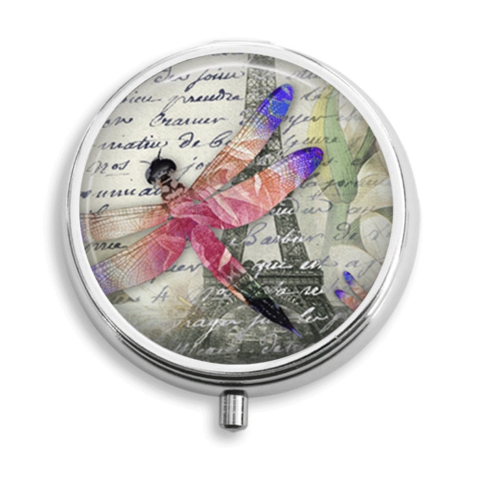 Pille Fall Floral Libelle Und Eiffelturm Schmuckkästchen Vitamin Halter Medizin Box Mint Zinn Geschenke Für Sie von BelugaHomeStudio