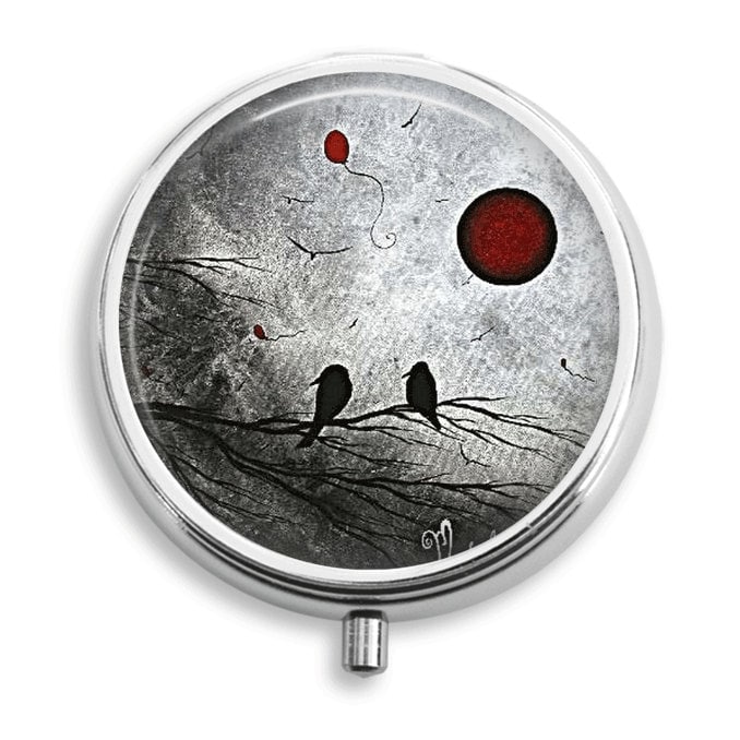 Pille Fall Roter Mond Und Schwarze Vögel Ballon Pill Box Trinket Vitamin Halter Medizin Mint Zinn Geschenke Für Sie von BelugaHomeStudio