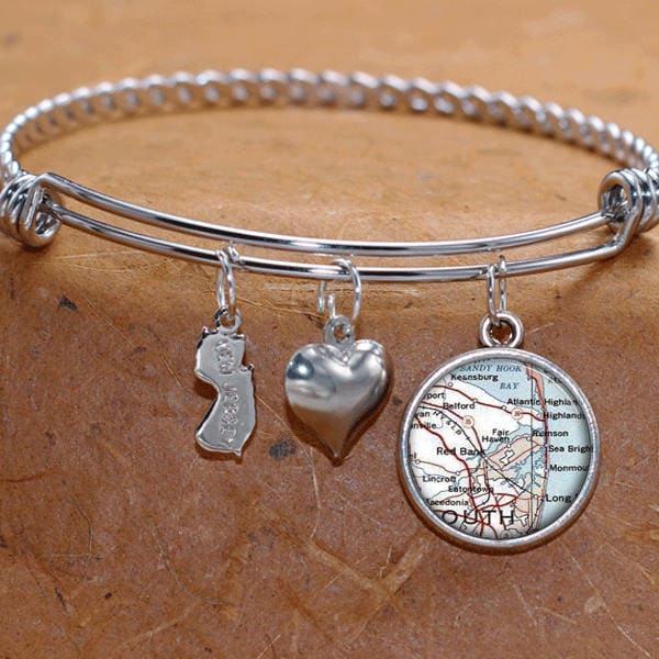 Red Bank Fair Haven New Jersey Karte Charm Armband Zustand Nj Armreif Landkarte Schmuck Edelstahl von BelugaHomeStudio