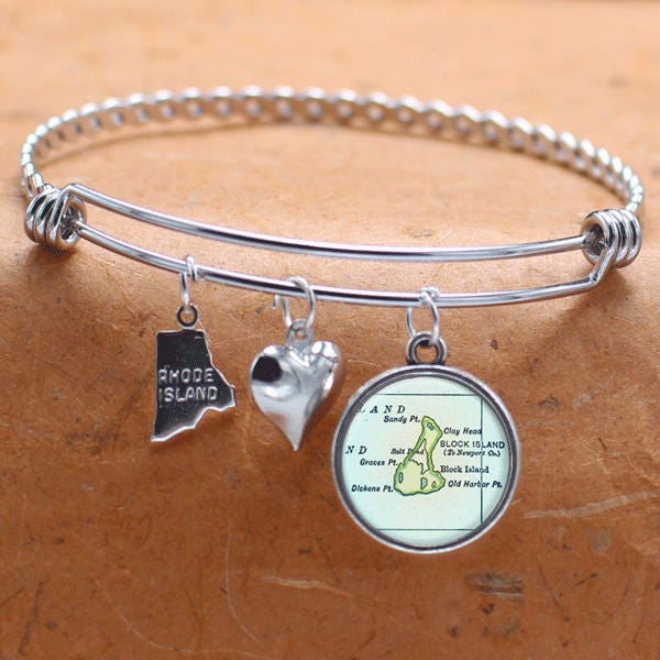 Rhode Island Karte Armband/Block Bettelarmband Vintage Schmuck Geschenke Für Sie Brautjungfer Armbänder Mama /Ri von BelugaHomeStudio
