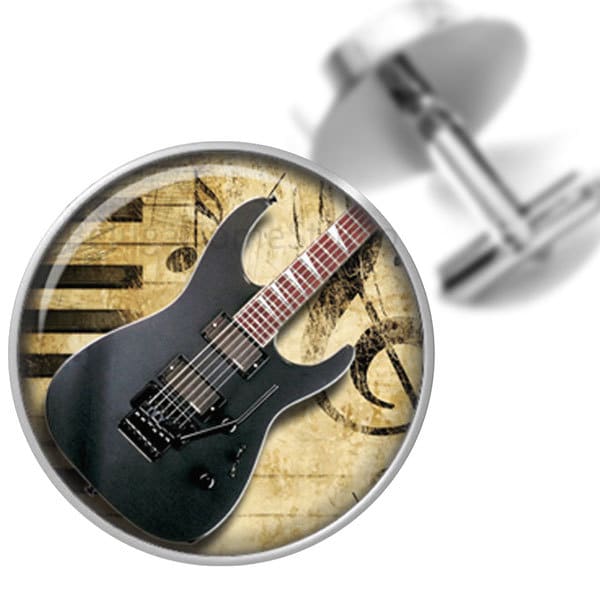 Schwarze Gitarre Auf Musik Grunge Hintergrund Trauzeugen Hochzeit Party Väter Männer Manschettenknöpfe von BelugaHomeStudio