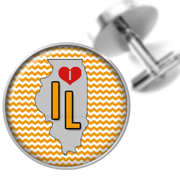 status Karten I Heart Illinois Chevron Hintergrund Manschettenknöpfe Für Hochzeiten-Jubiläen-Besondere Anlässe Bräutigam Groomsmen von BelugaHomeStudio