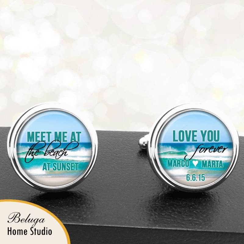 strand Hochzeit Manschettenknöpfe Individuell Handgefertigte Für Bräutigam Verlobter Männer von BelugaHomeStudio