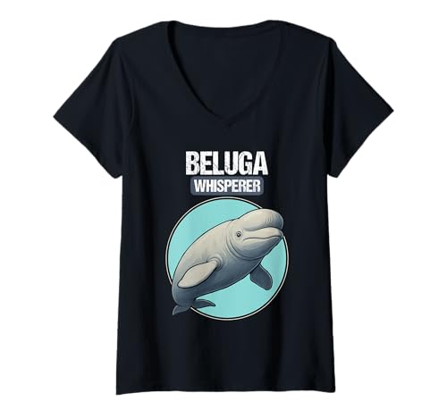 Damen Belugawal Belugas Beluga T-Shirt mit V-Ausschnitt von Belugawal Belugas Beluga Tier Shop