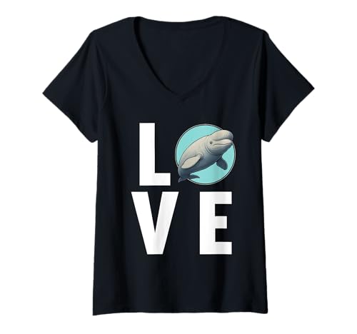 Damen Belugawal Belugas Beluga T-Shirt mit V-Ausschnitt von Belugawal Belugas Beluga Tier Shop