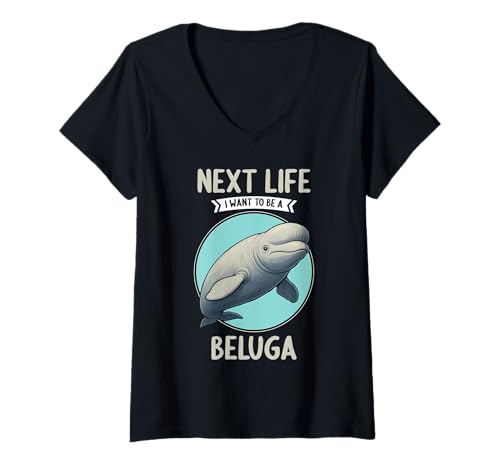 Damen Belugawal Belugas Beluga T-Shirt mit V-Ausschnitt von Belugawal Belugas Beluga Tier Shop