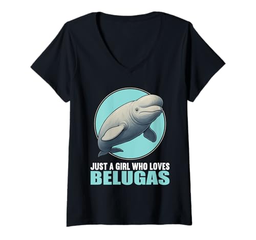 Damen Belugawal Belugas Beluga T-Shirt mit V-Ausschnitt von Belugawal Belugas Beluga Tier Shop