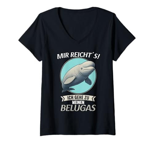 Damen Belugawal Belugas Beluga T-Shirt mit V-Ausschnitt von Belugawal Belugas Beluga Tier Shop