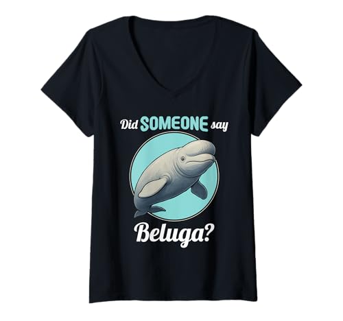 Damen Belugawal Belugas Beluga T-Shirt mit V-Ausschnitt von Belugawal Belugas Beluga Tier Shop