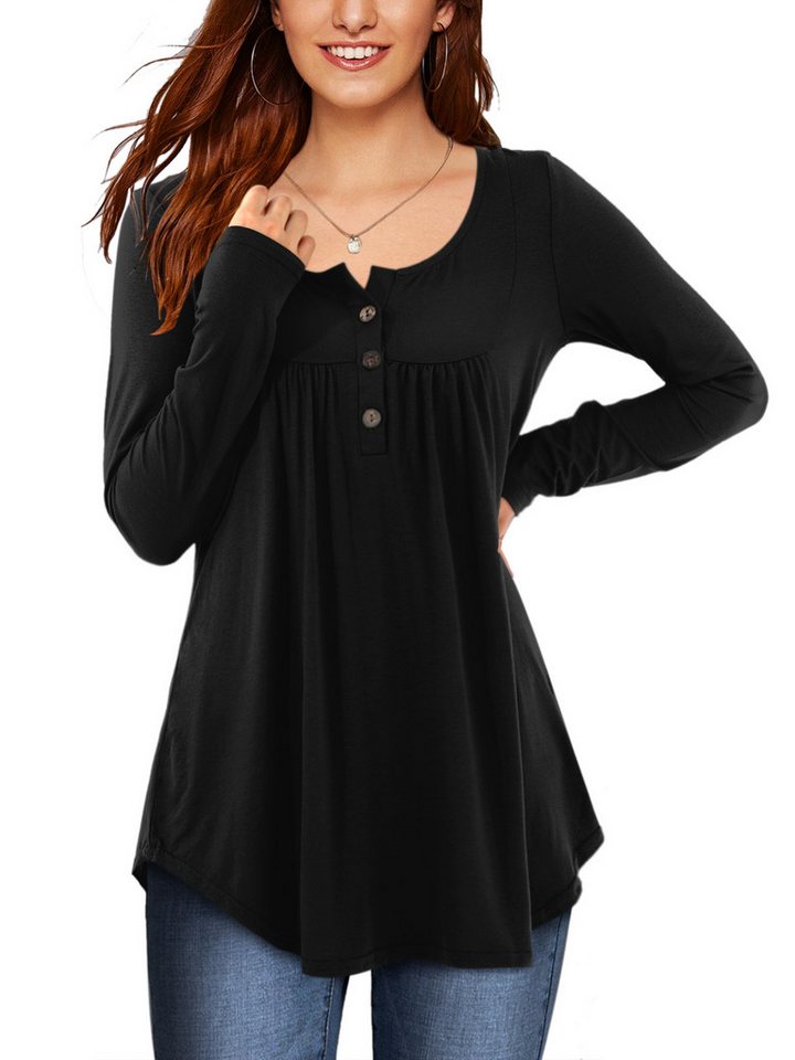 Beluring Langarmshirt Damen Bluse mit V-Ausschnitt und Knopfleiste – Elegante Tunika Leicht, atmungsaktiv und den ganzen Tag angenehm auf der Haut. Beluring Langarmshirt Damen Bluse mit V-Ausschnitt und Knopfleiste – Elegante Tunika Leicht, atmungsaktiv und den ganzen Tag angenehm auf der Haut. von Beluring