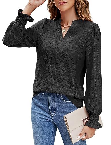 Beluring Longshirt Damen Langarm T Shirts Lovely Oberteile Einfarbig Tops Schwarz XL von Beluring