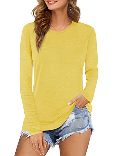 Beluring T-Shirt Damen Langarmshirt Basic Tshirt Oberteile Tunika Tops Gelb XXL von Beluring