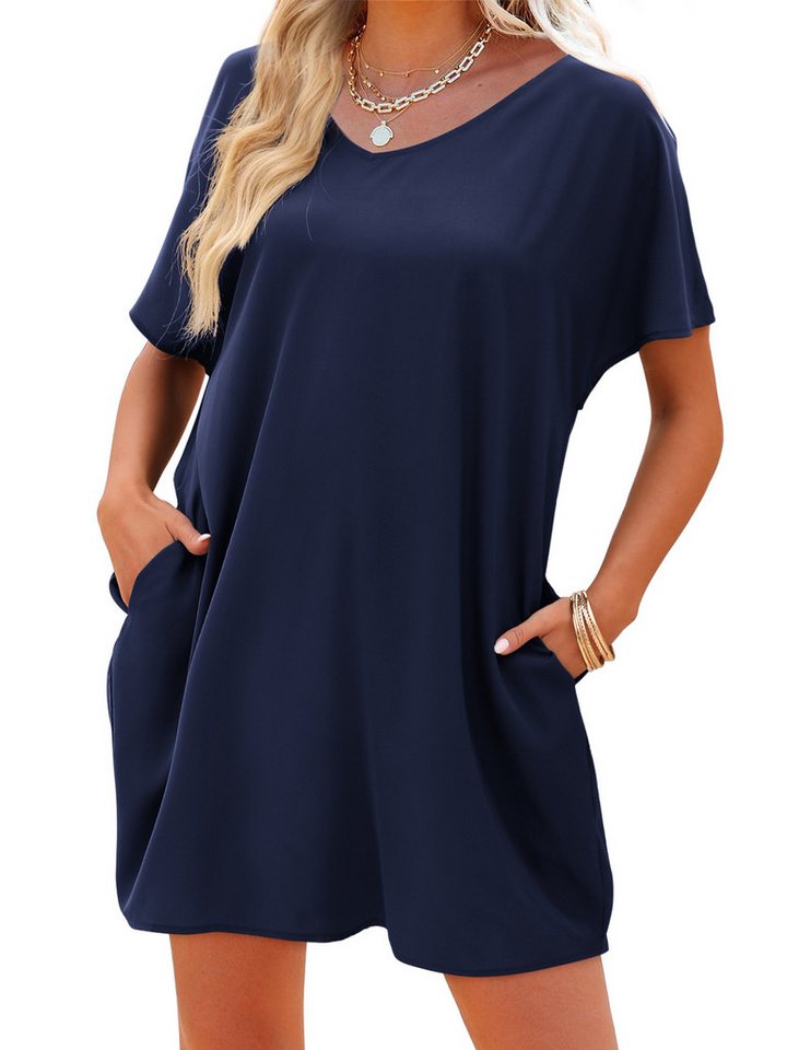 Beluring Tunikakleid Locker geschnittenes Sommerkleid für Damen mit V-Ausschnitt Vielseitig kombinierbar mit Sneakern, Sandalen oder Pumps von Beluring
