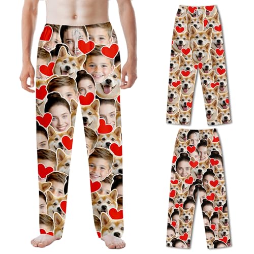 Bemaystar Personalisierte Pyjamahose mit Foto - Individueller Gesichts Pyjama Hose,Personalisierte Schlafhose für Männer und Frauen Geschenk von Bemaystar