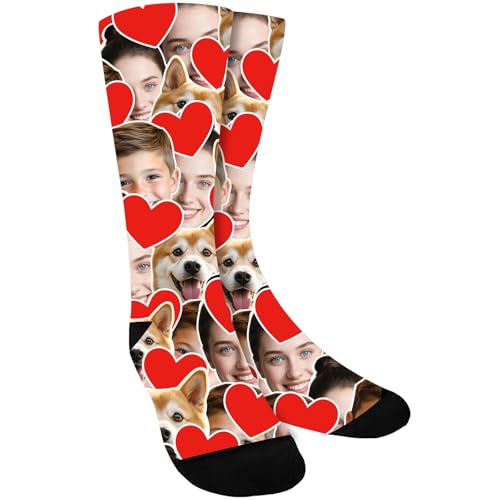 Bemaystar Personalisierte Socken mit Foto Socken mit Gesicht,Personalisierte Geschenke für Männer Frauen Heart L von Bemaystar
