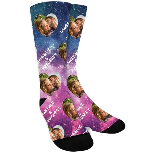 Bemaystar benutzerdefinierte Gesicht Socken mit Foto Name, Valentinstag Geschenke für ihn ihr, personalisierte Geschenke für Männer Frauen von Bemaystar