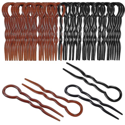 20 Stücke Damen Stil Griff Haarnadeln, Magie Einfache Schnelle Spirale Haargeflecht Drehung Stil Griff Pin, Schwarz und Braun von Bememo